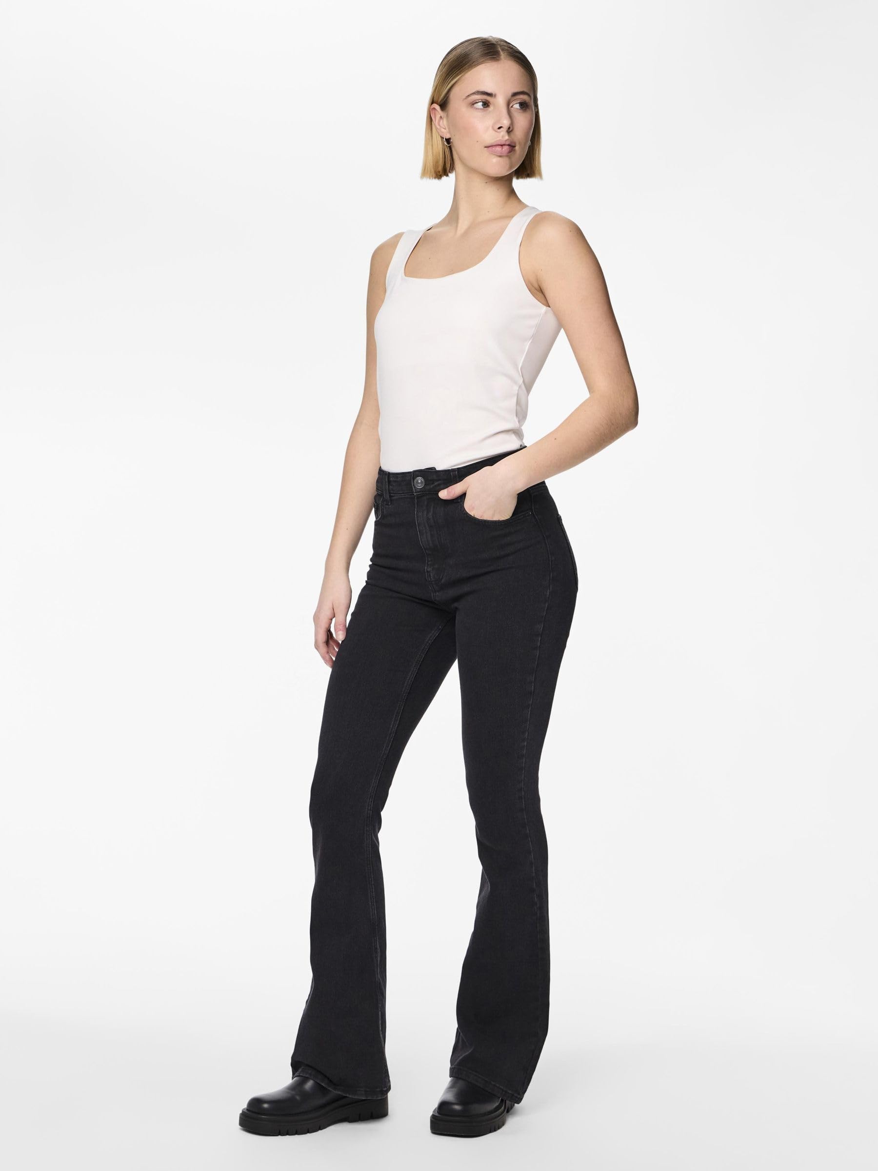 PIECES Pcpeggy jeans flare donna XL vita alta