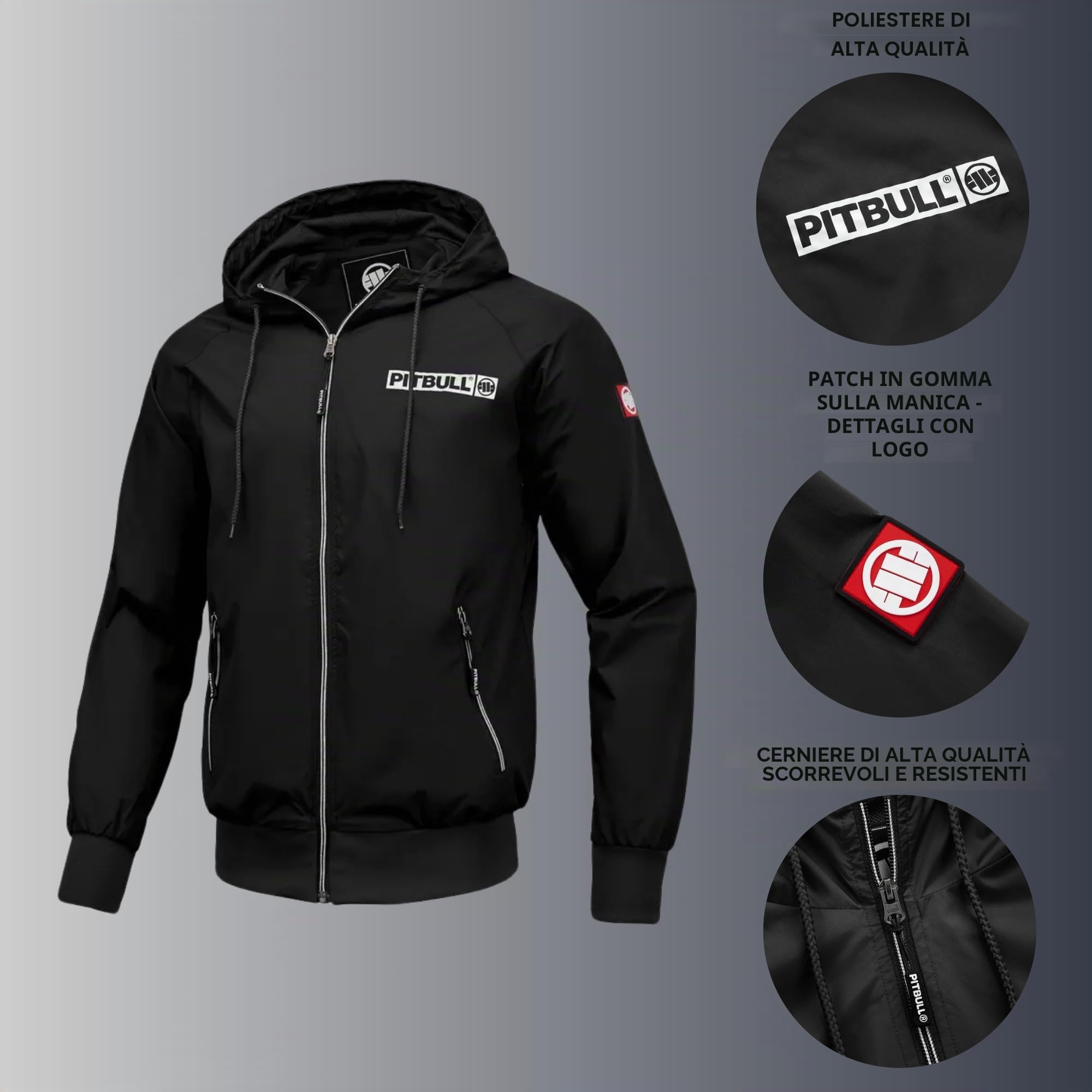 Pitbull Athletic Hilltop giacca uomo con cappuccio antivento