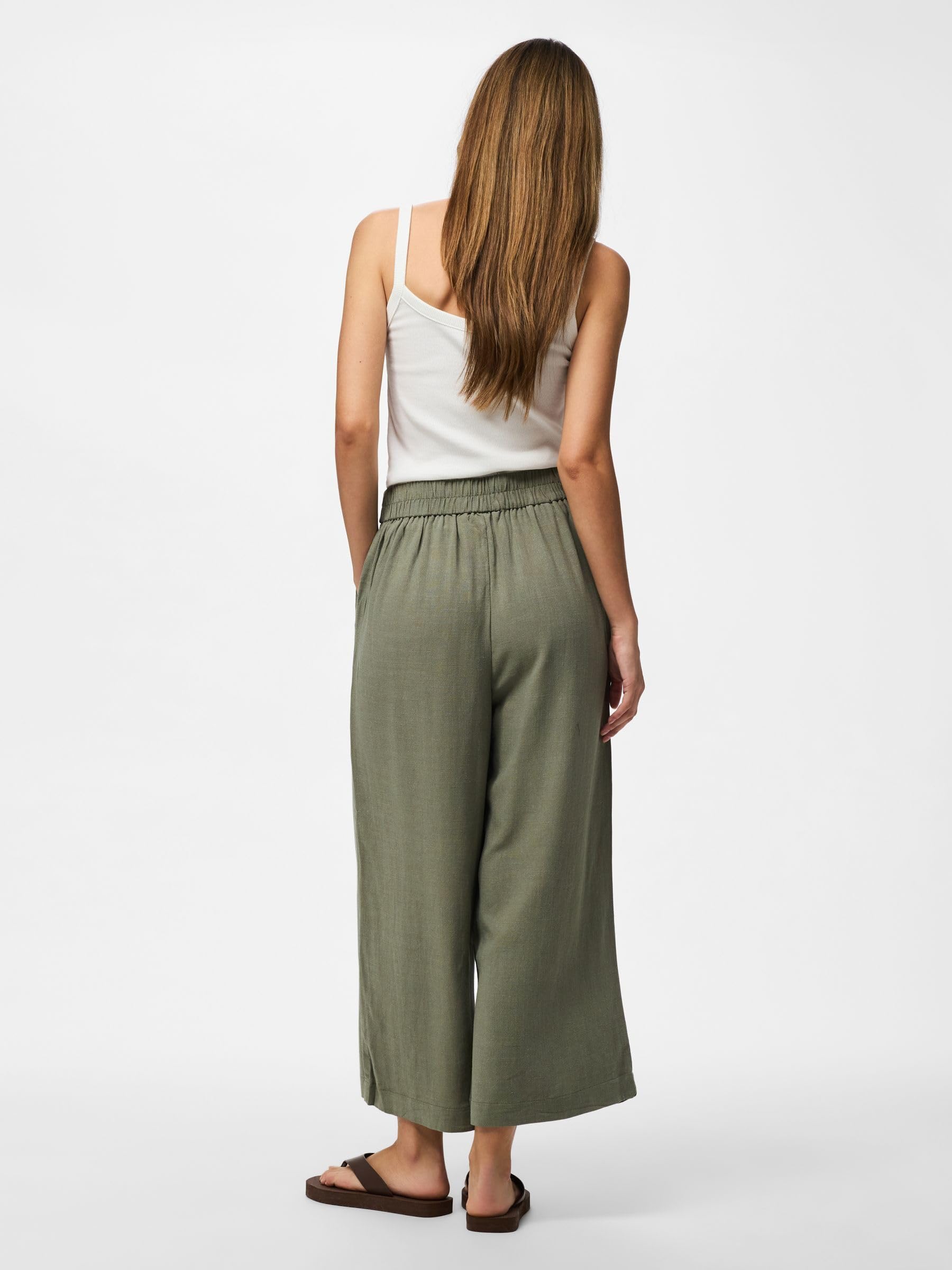 Pieces Pcvinsty HW pantaloni culotte donna M verde uso quotidiano