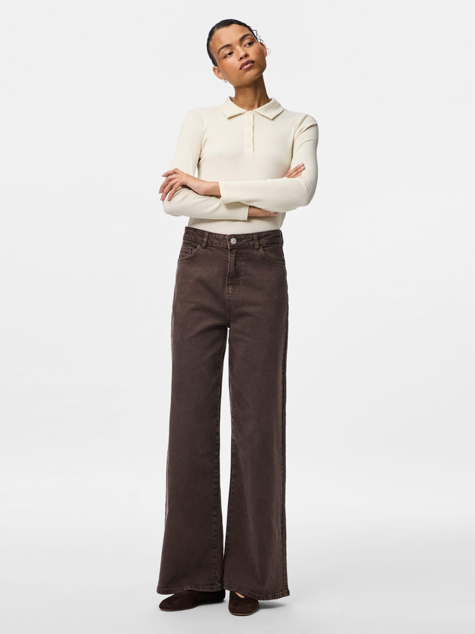 PIECES Pcselma HW jeans larghi donna hot fudge 25/30 alto