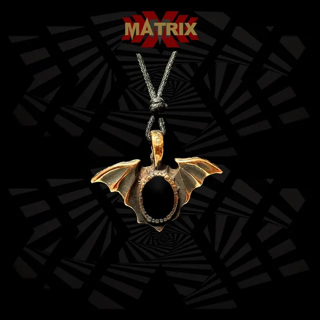 Bat Black Stone ciondolo zamak con cordino
