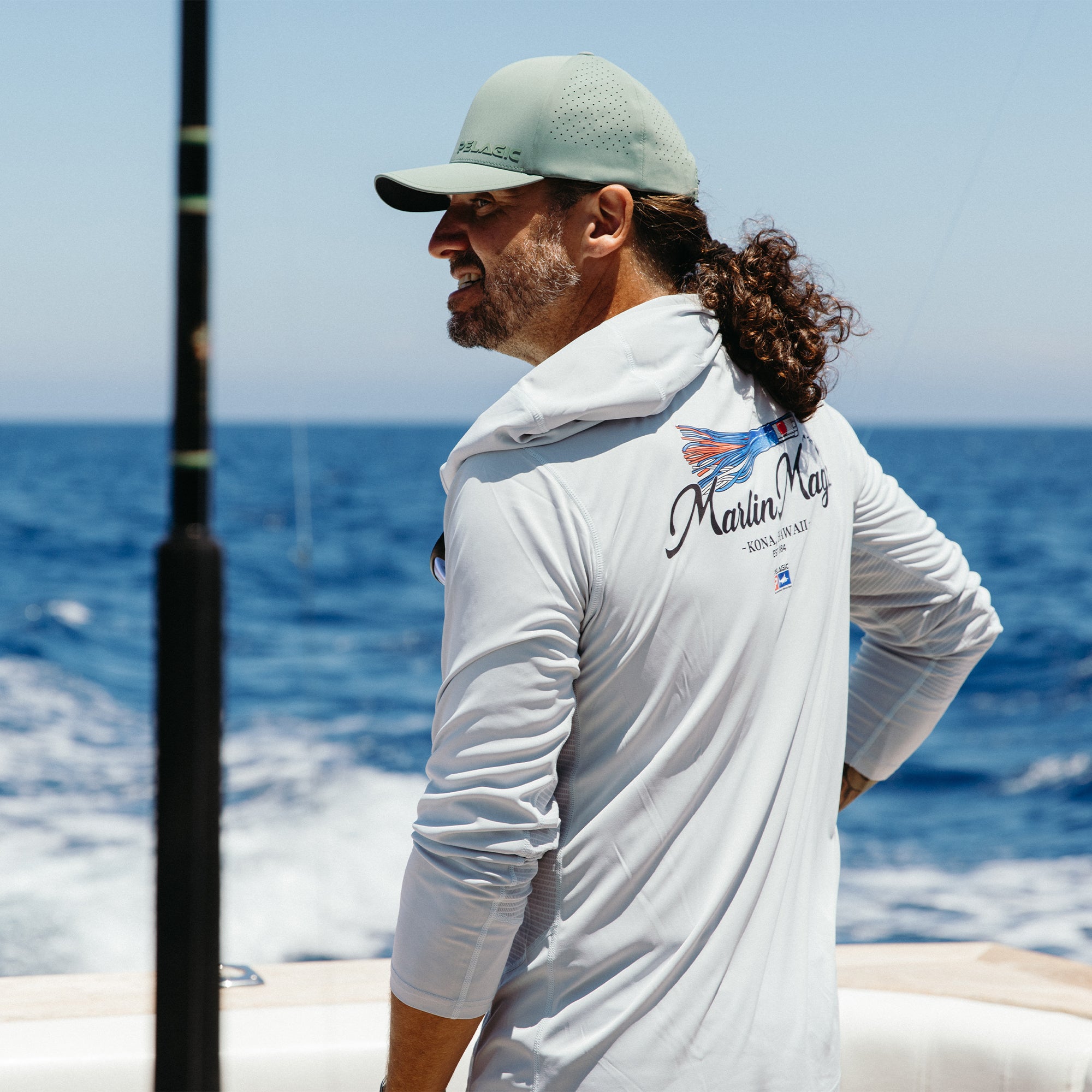 Pelagic Vaportek Marlin Magic maglia pesca grigia UPF 50+