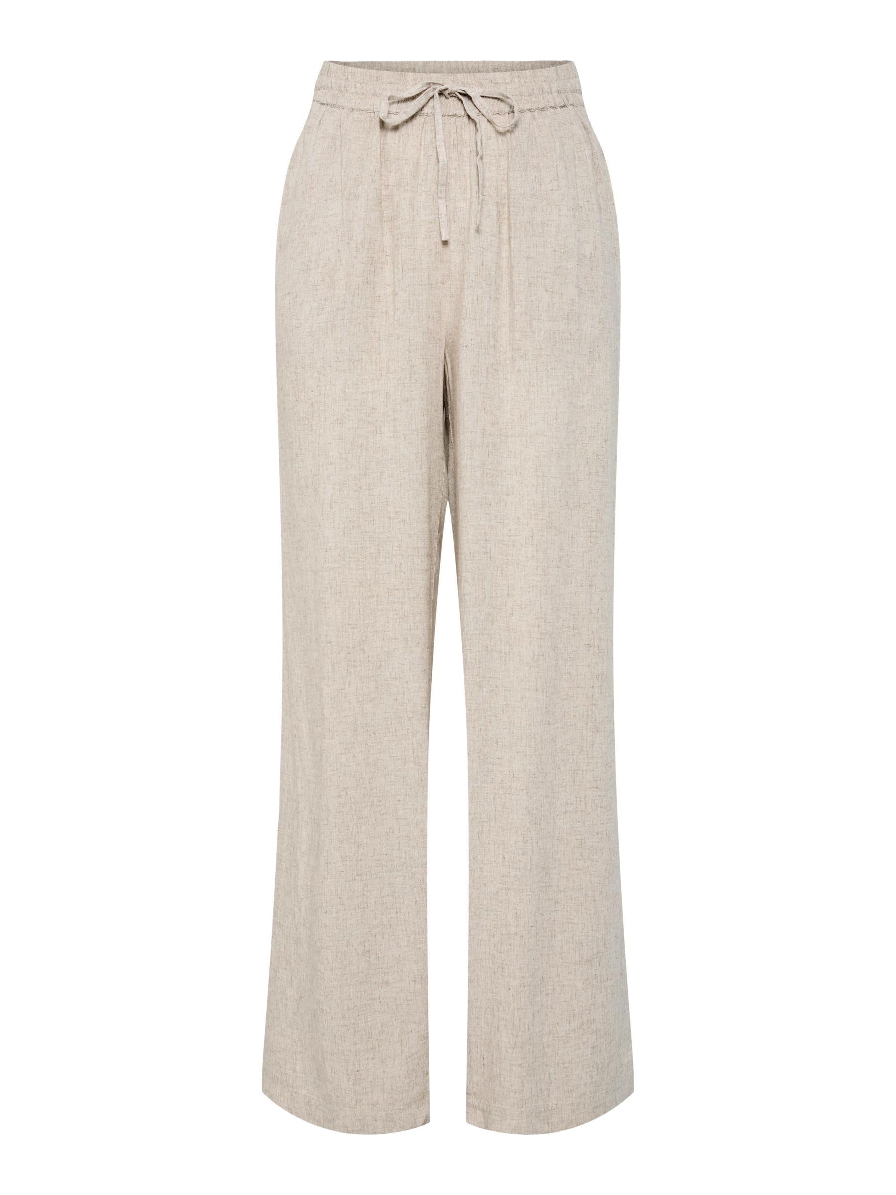 Pieces Pcpia Wide-Leg pantaloni donna larghi birch misto lino