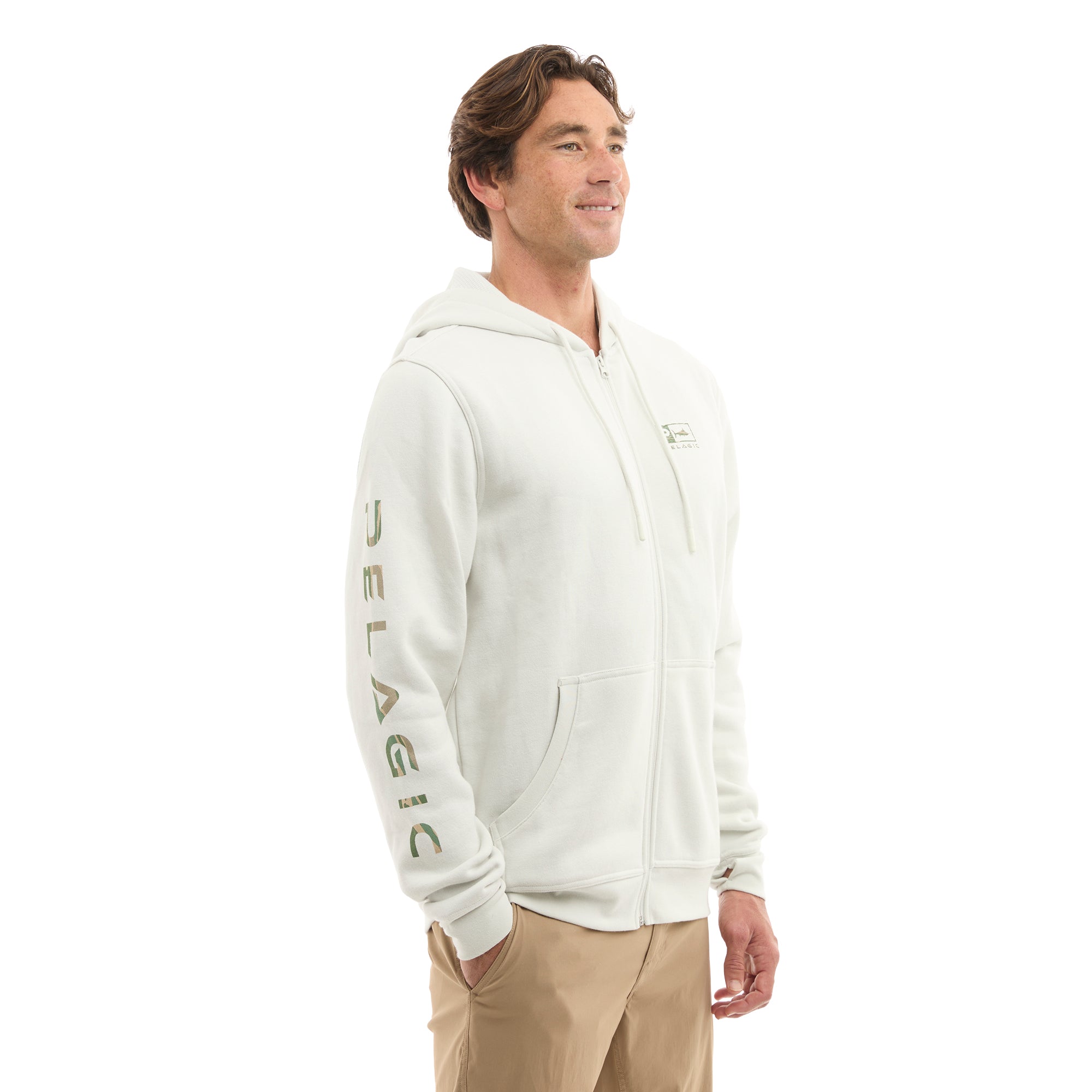 Pelagic Tanner Wahoo Icon felpa zip Bone in cotone