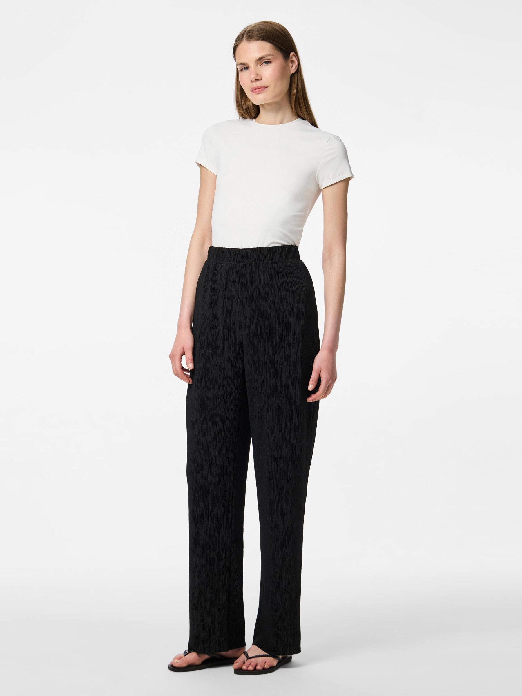 Pieces Pcflora pantaloni larghi donna neri
