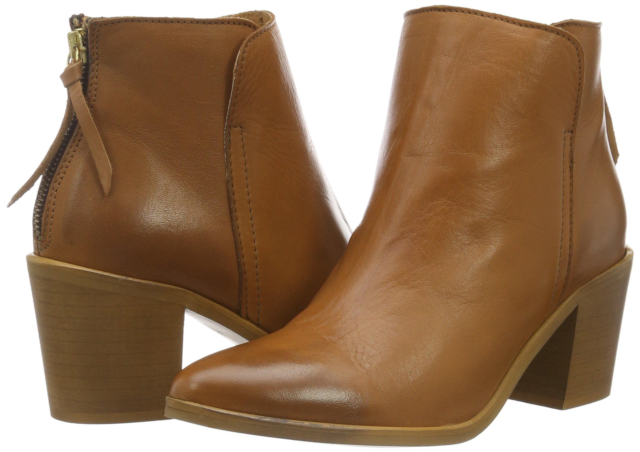 Pieces Psdolly stivaletti in pelle cognac con cerniera