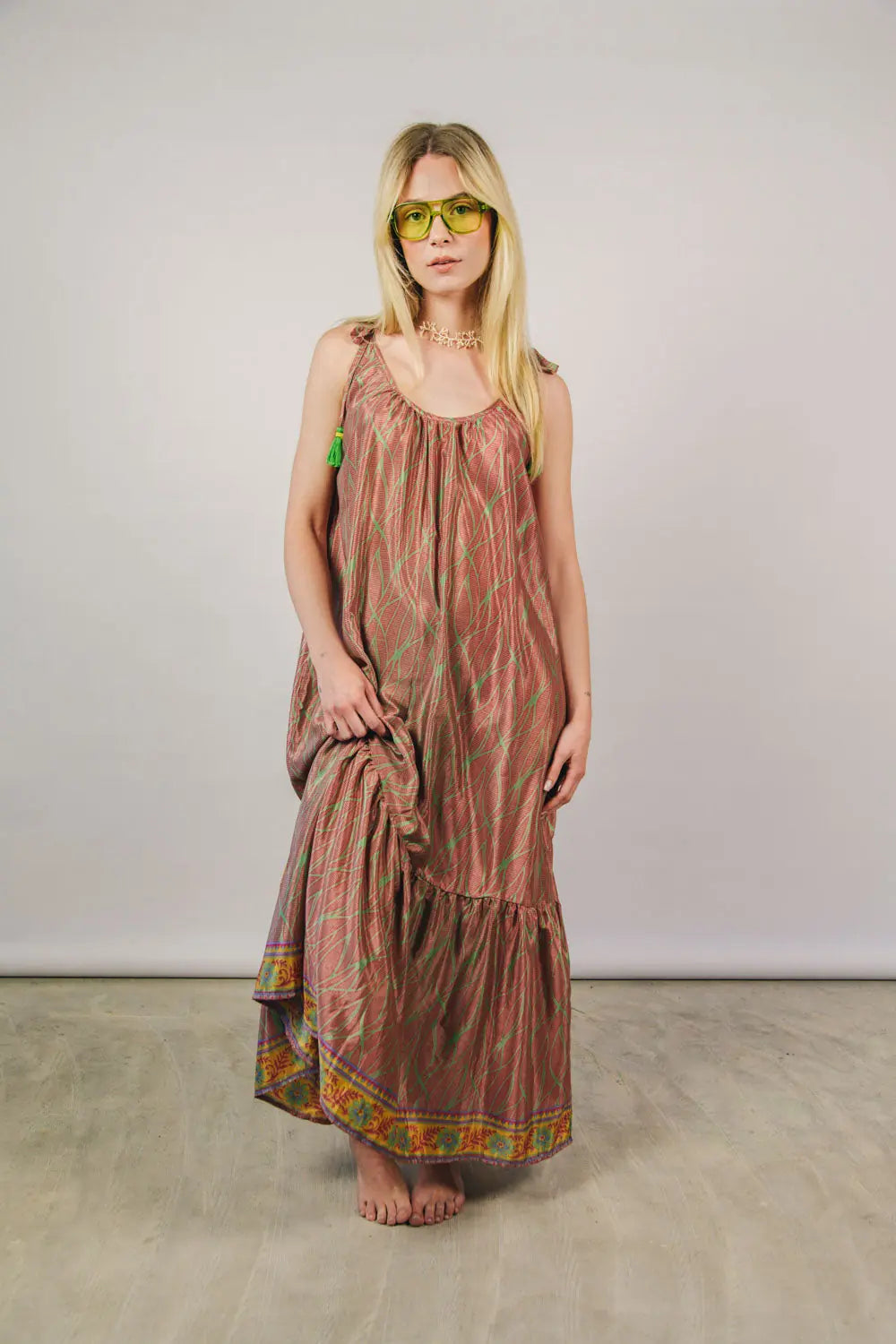el.residu Myra 43 vestito midi L/XL verde