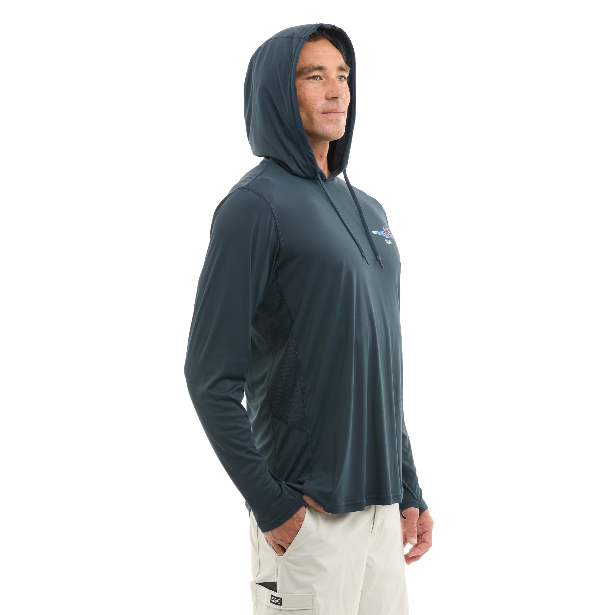 Pelagic Vaportek Short Corner maglia pesca blu navy UPF 50+