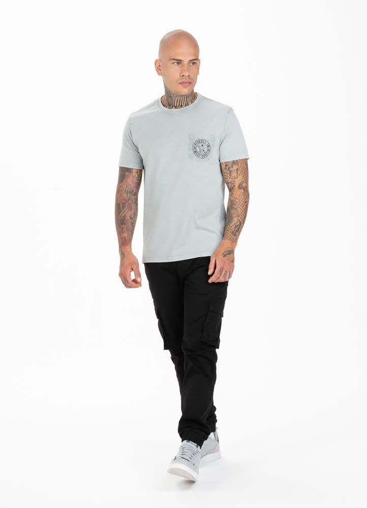 Pitbull Denim Washed Circle Dog Pocket maglietta verde cotone