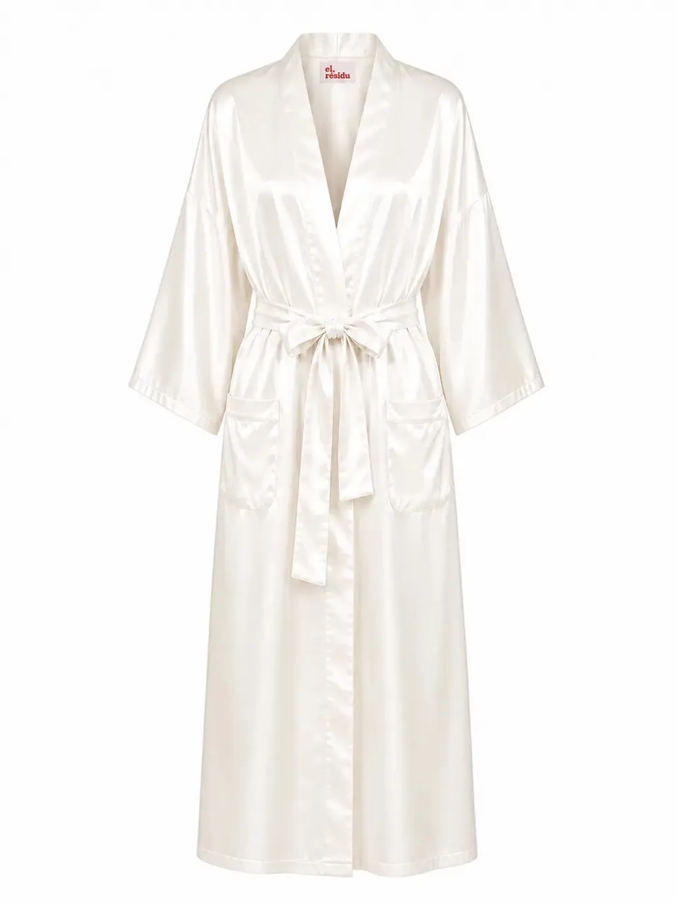 el.residu Asha Satin Long kimono seta off-white satinata