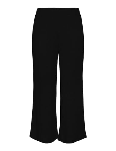 Pieces Pclena HW Cropped Pantaloni Nero Tessuto
