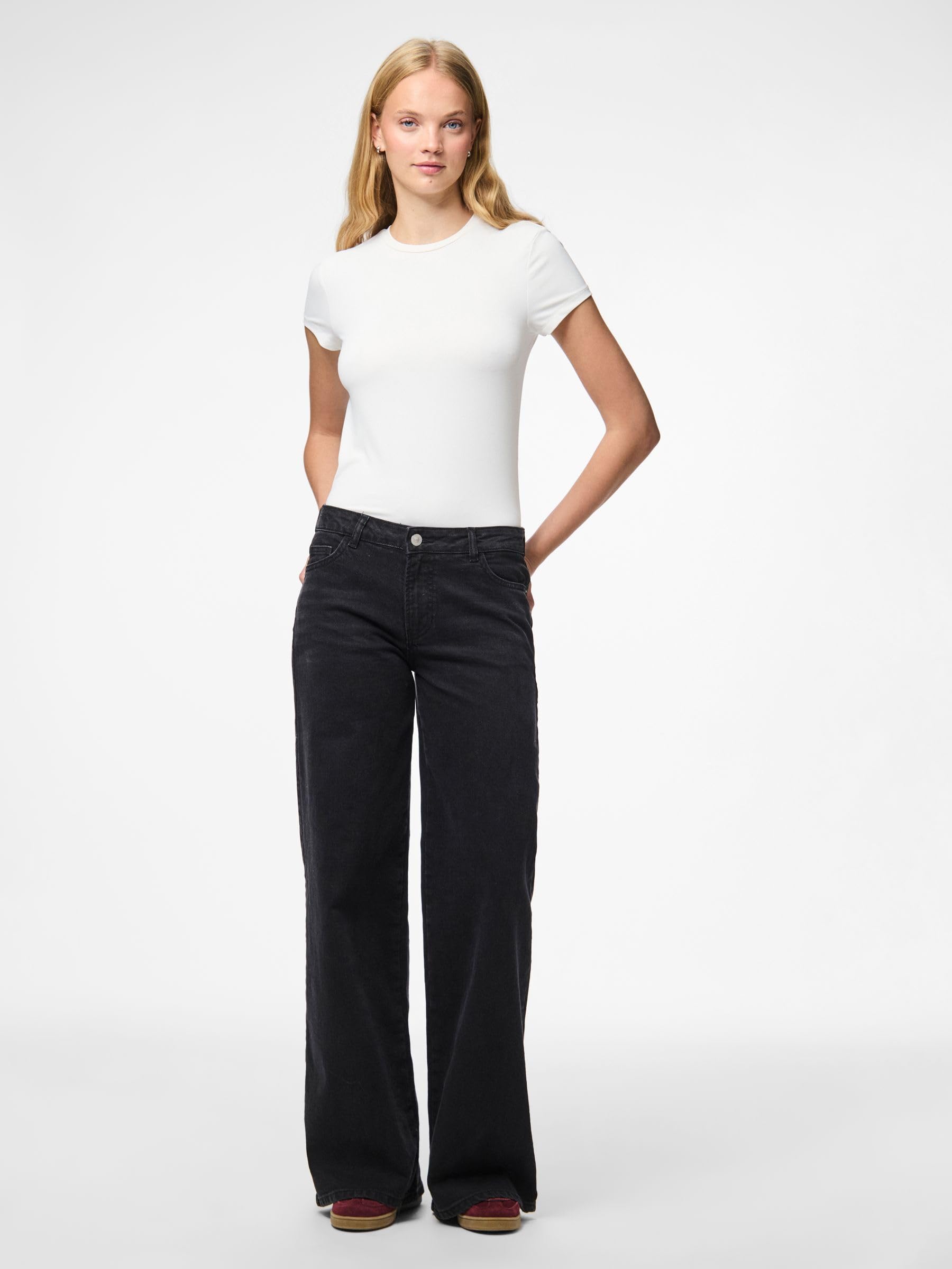Pieces Pcselma LW Wide Fit jeans donna larghi 28W/30L