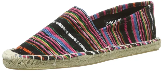 Pieces Haisha espadrillas donna basse nere tribale