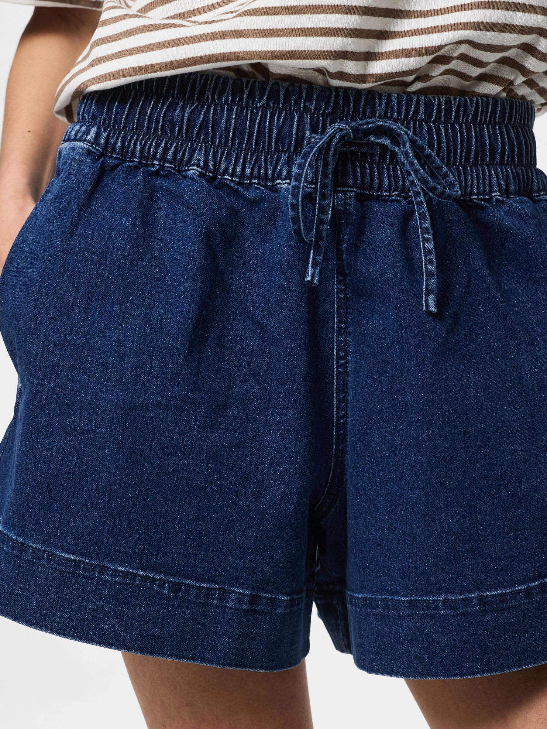Pieces Pcbillo HW Pull Up pantaloncini jeans donna L blu scuro