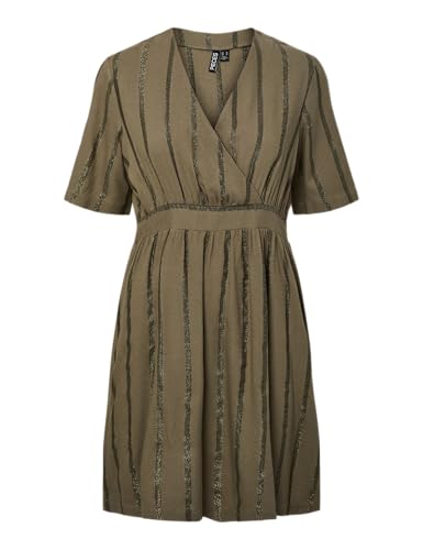 Pieces Pcbrigitte SS V-Neck Wvn Dress FC vestito M scollo a V
