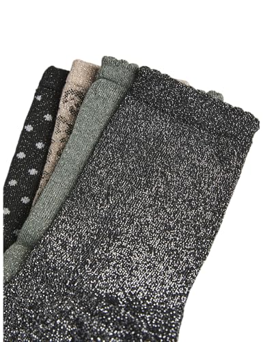 Pieces Pcsebby Glitter Calze Donna Verde 4 Paia Lunghe