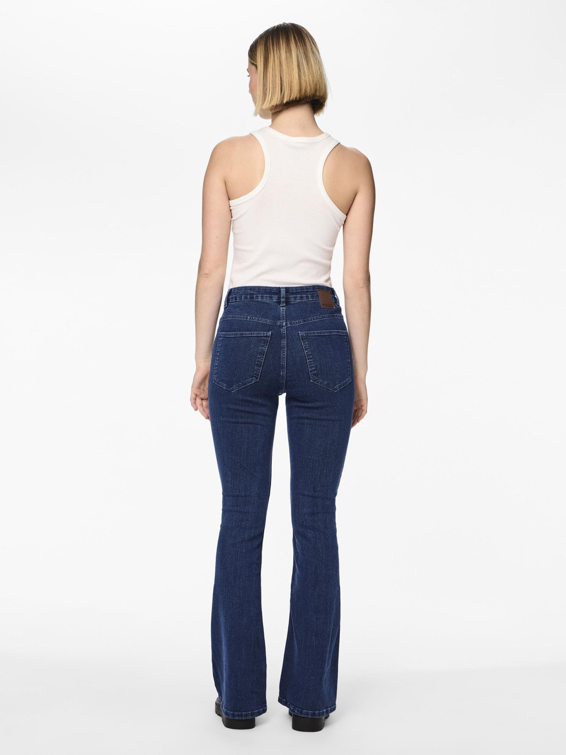 Pieces Pcpeggy Flared HW Jeans Db jeans donna XS svasati