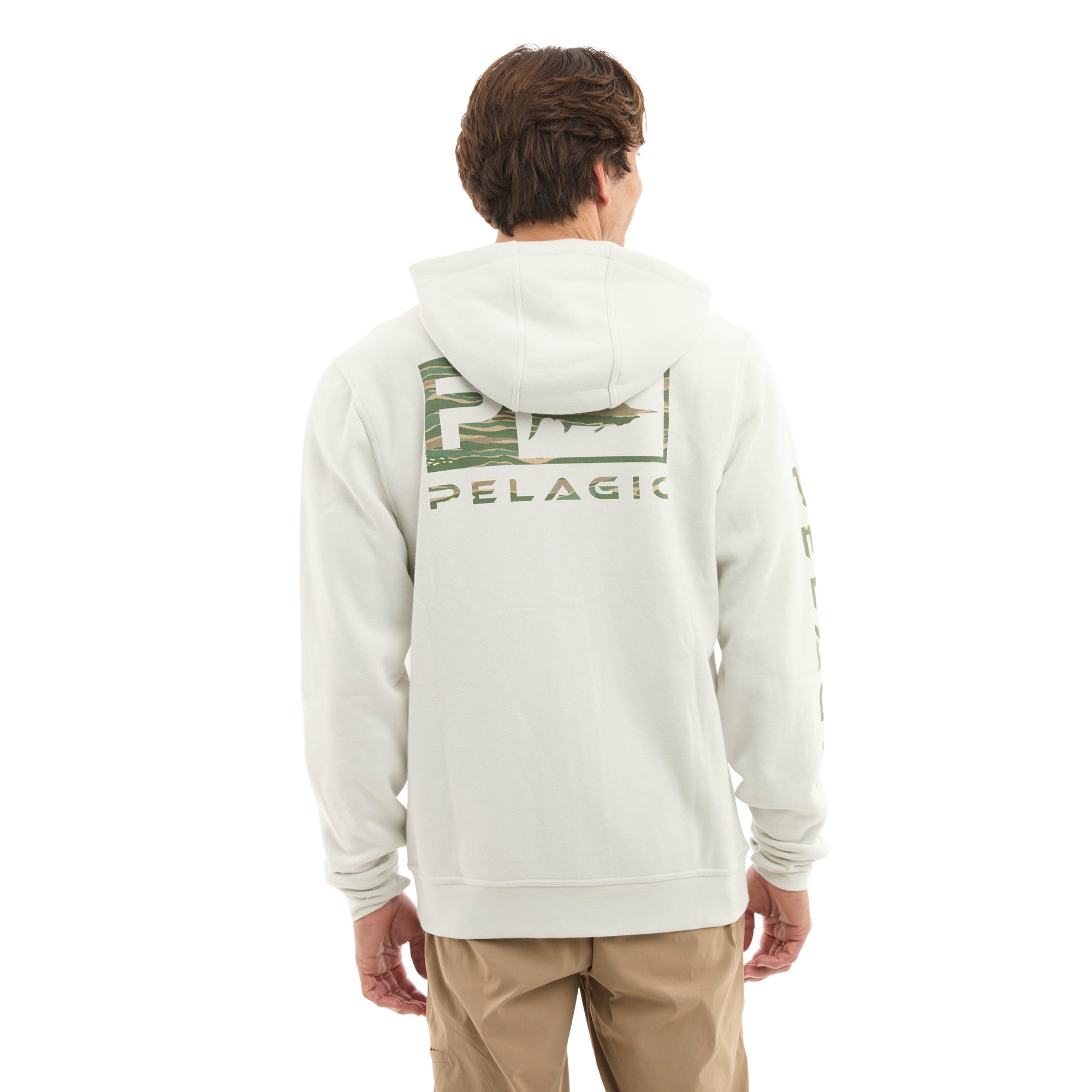 Pelagic Tanner Wahoo Icon felpa zip Bone in cotone