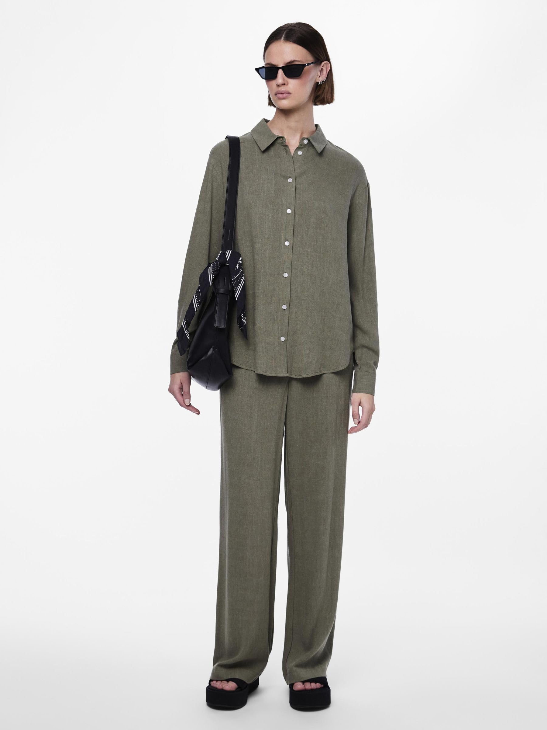 Pieces Pcvinsty HW Linen Pant Noos pantaloni in lino