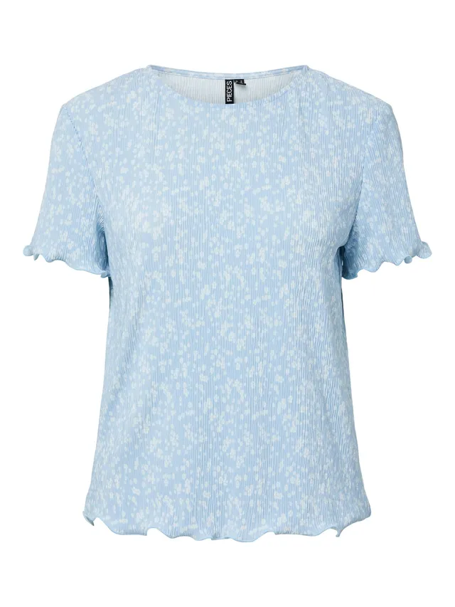 Pieces Pcflora SS top donna Blu di Cachemire taglia S
