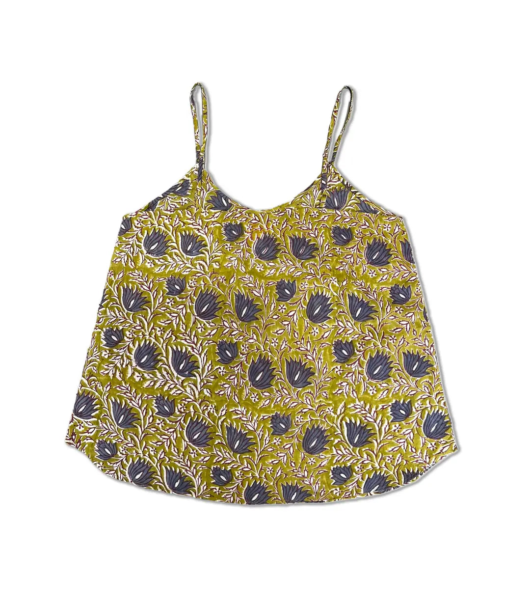 el.residu Priyanka #1 canotta cotone verde block print S/M