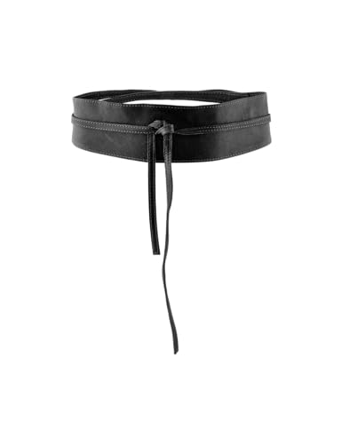 Pieces Vibs Leather Tie Waist cintura donna nera 75 pelle
