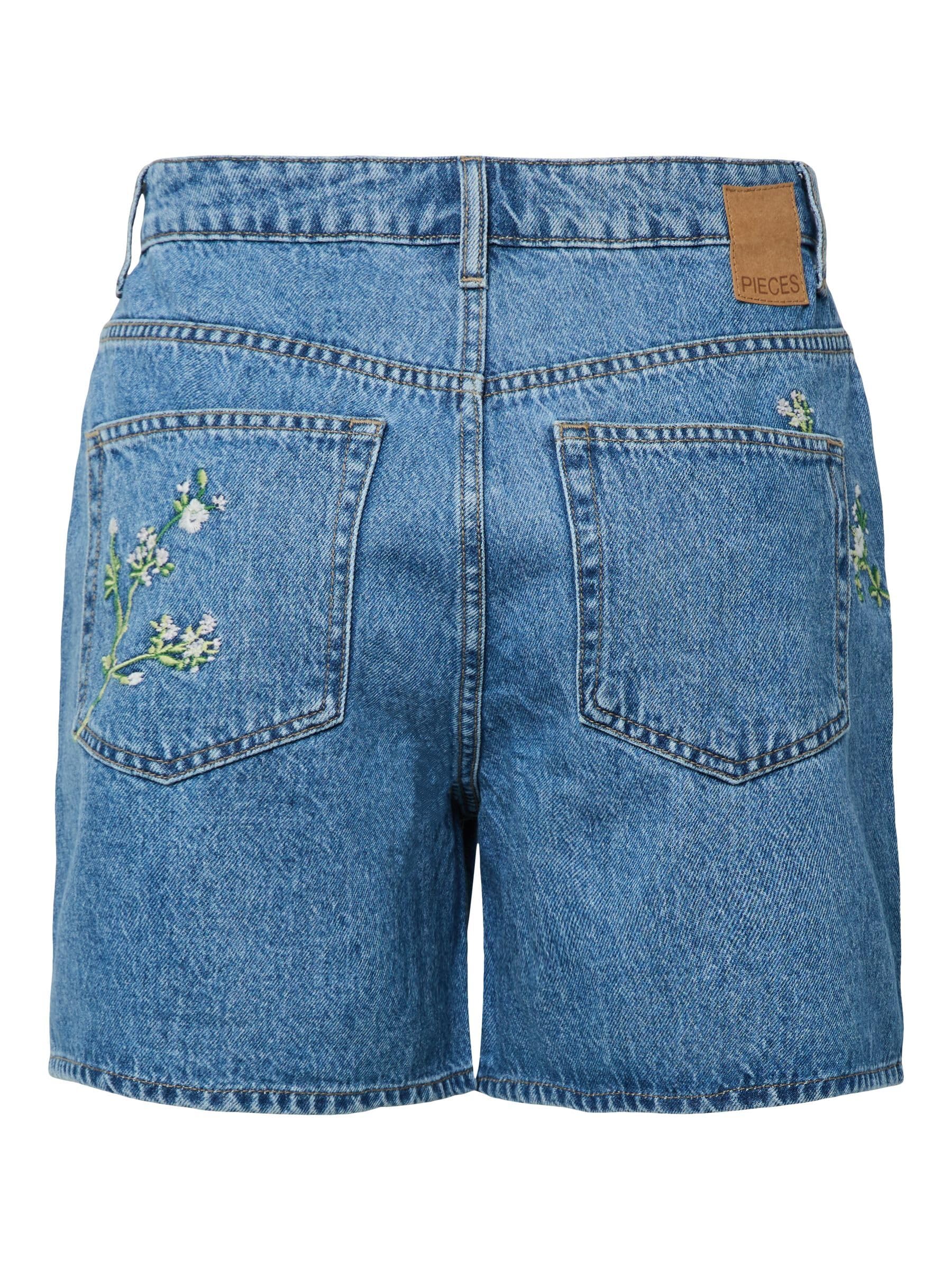 Pieces Pcsky HW Embroidery Denim Shorts shorts donna S ricamo