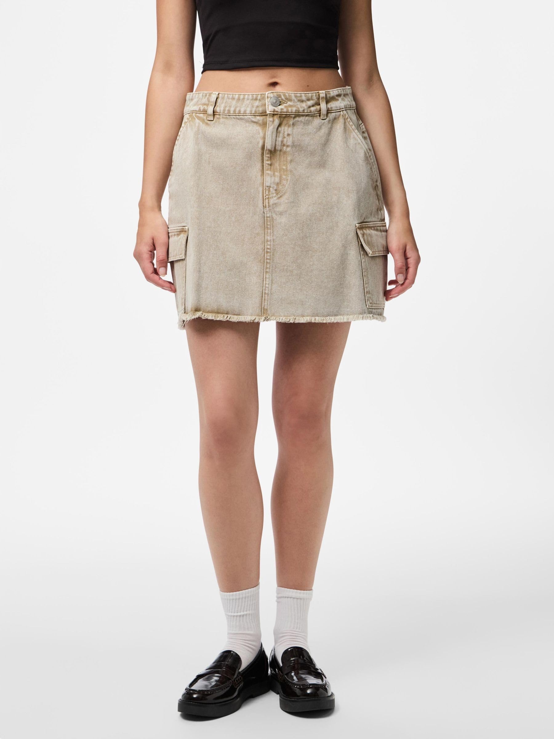 Pieces Pcfay MW Cargo Minigonna Denim Donna S