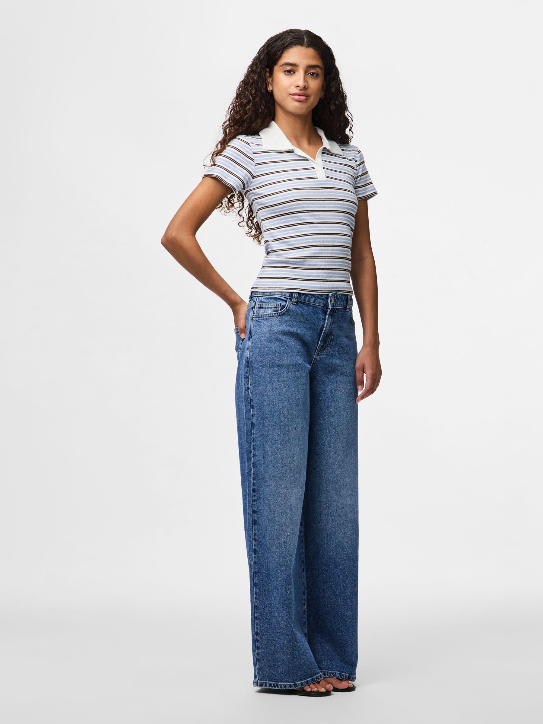 Pieces Pcselma jeans donna larghi vita bassa 30W 30L