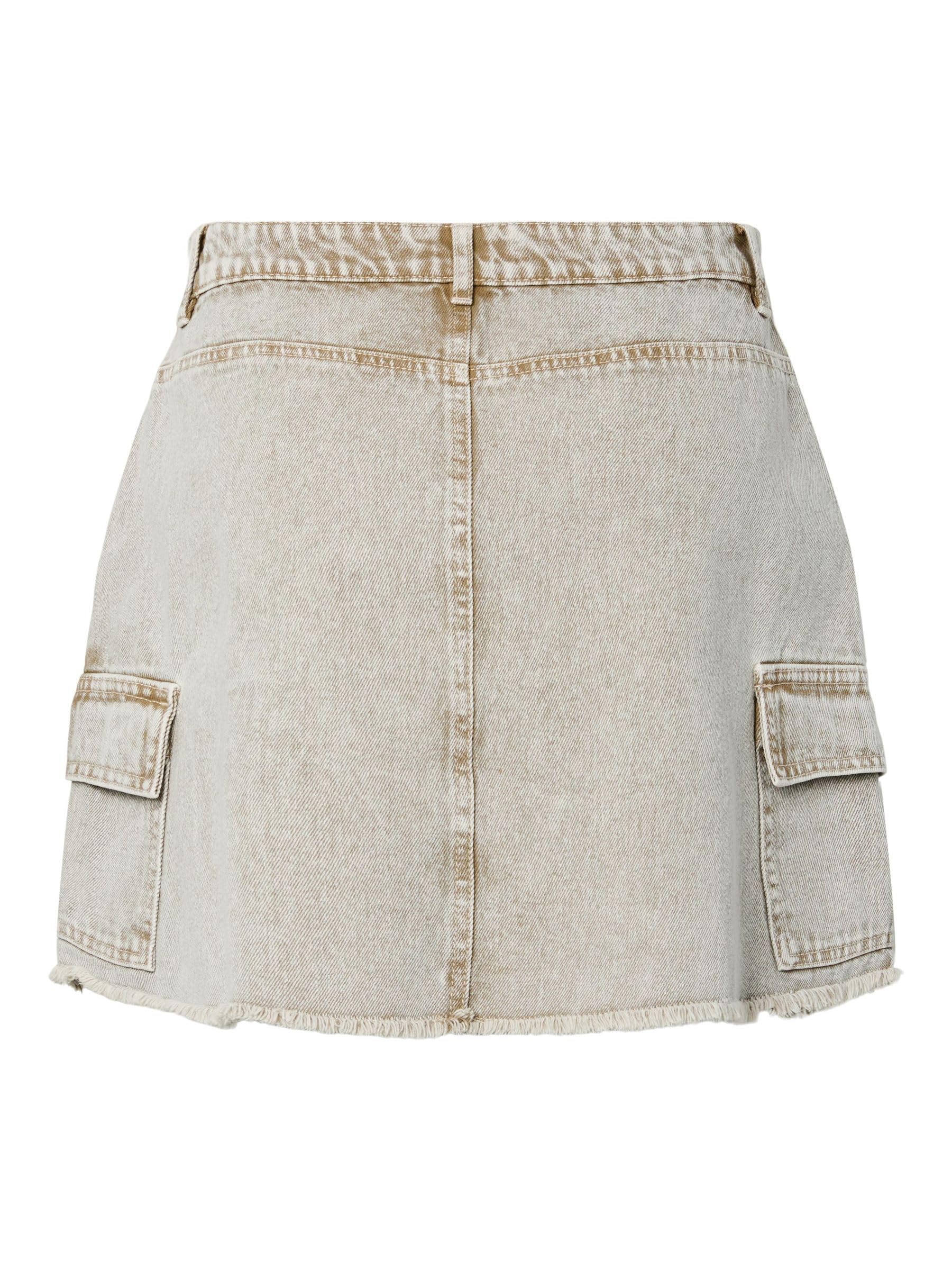 Pieces Pcfay MW Cargo Minigonna Denim Donna S