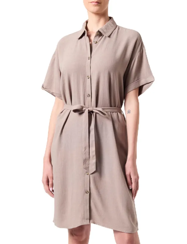Pieces Pcvinsty SS abito camicia donna in lino