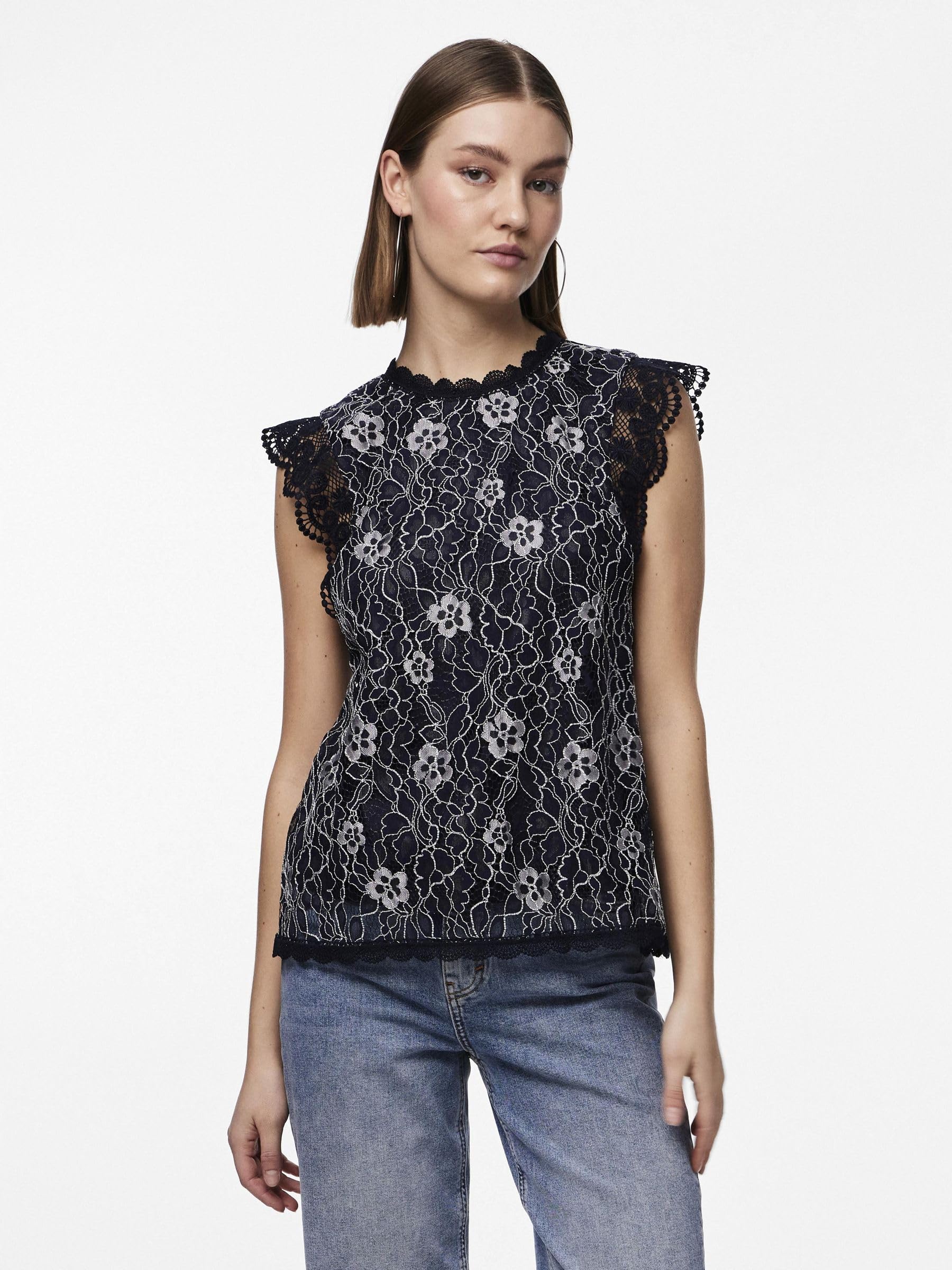Pieces Pcolline top donna taglia XS pizzo senza maniche