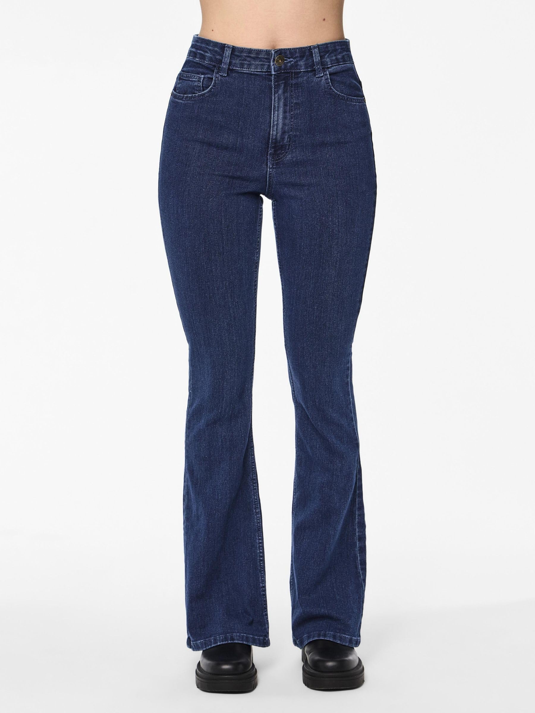 Pieces Pcpeggy Flared HW Jeans Db jeans donna XS svasati