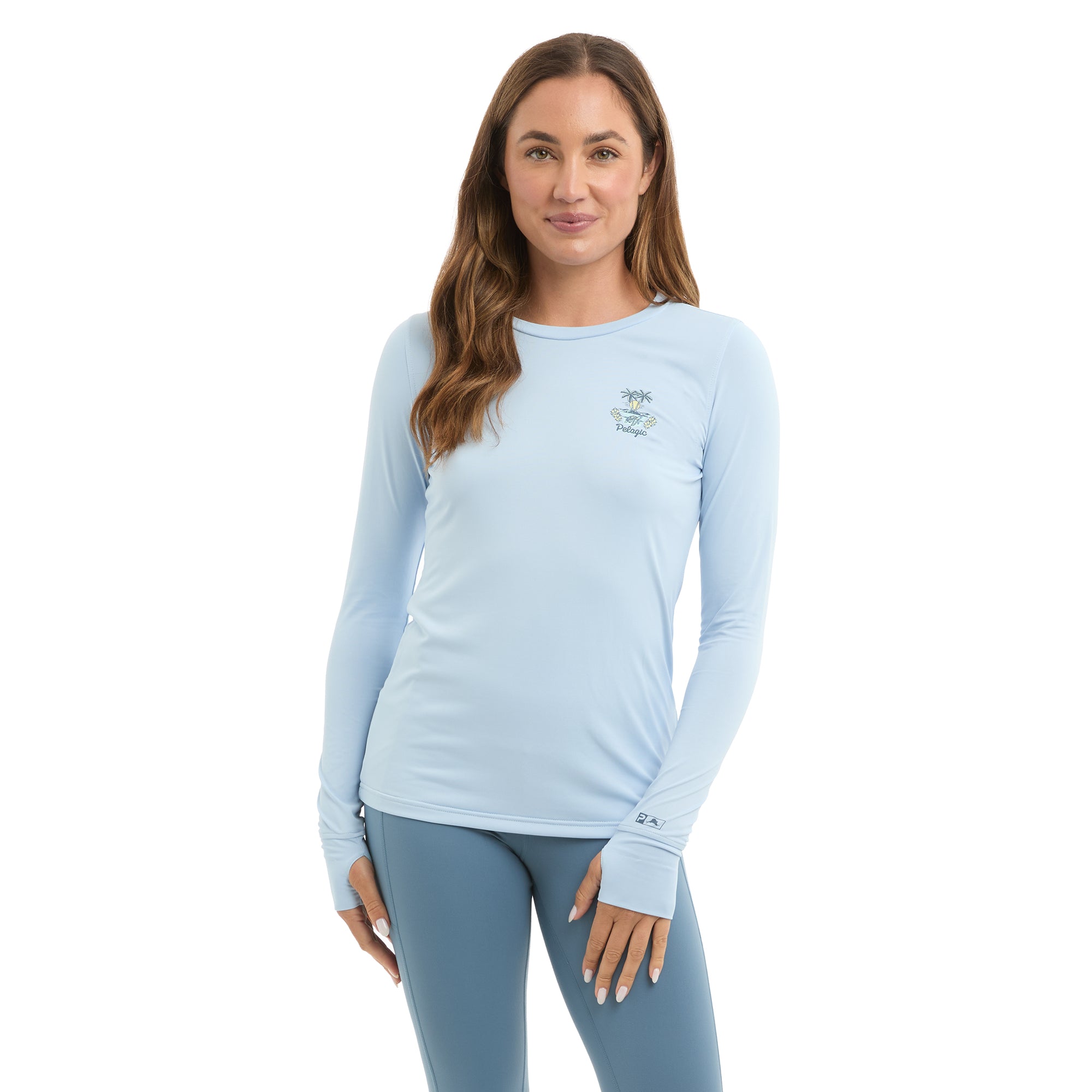 Pelagic Aquatek Isla Tortuga maglia manica lunga donna azzurra UPF 50+