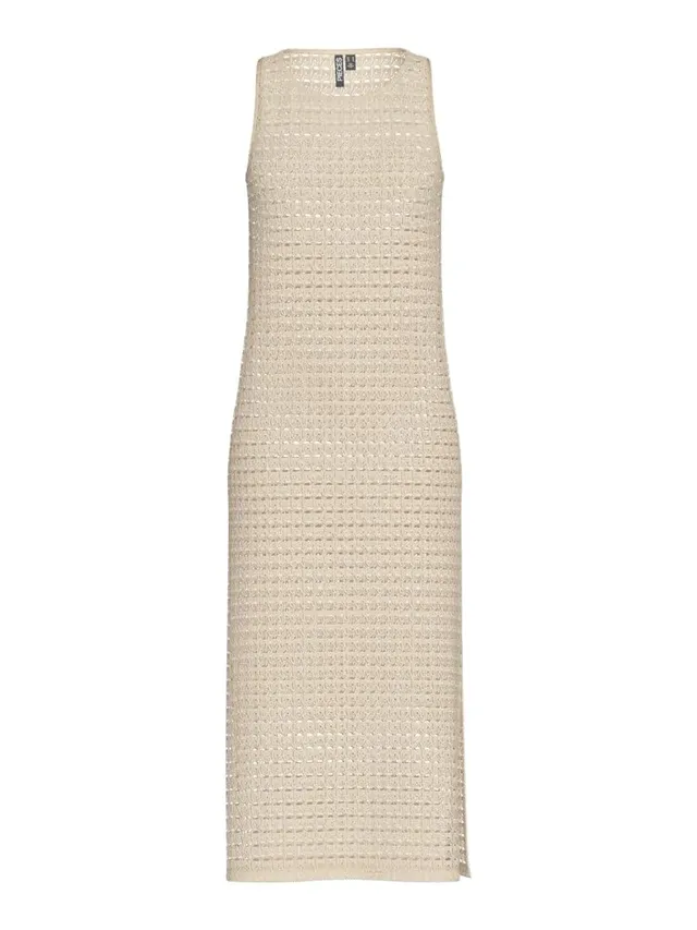 Pieces Pcavinna SL O-Neck vestito midi XS senza maniche