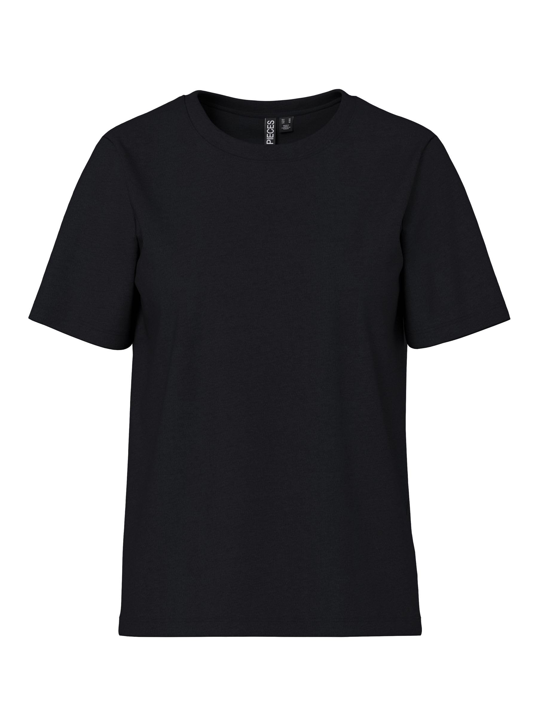 Pieces Pcria Cotton t-shirt donna XL nera in cotone bio