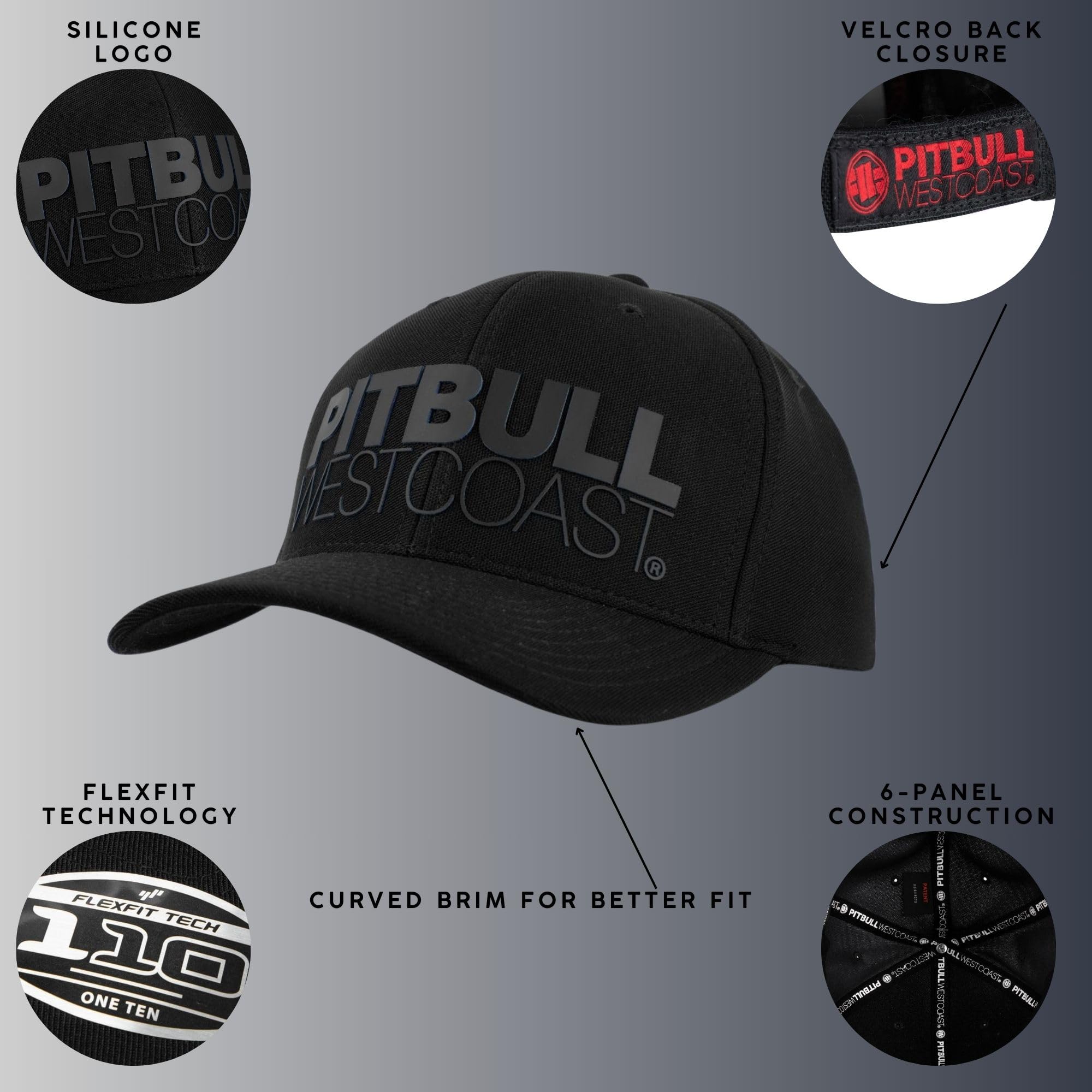 Pitbull Classic Seascape cappellino nero rosso flexfit
