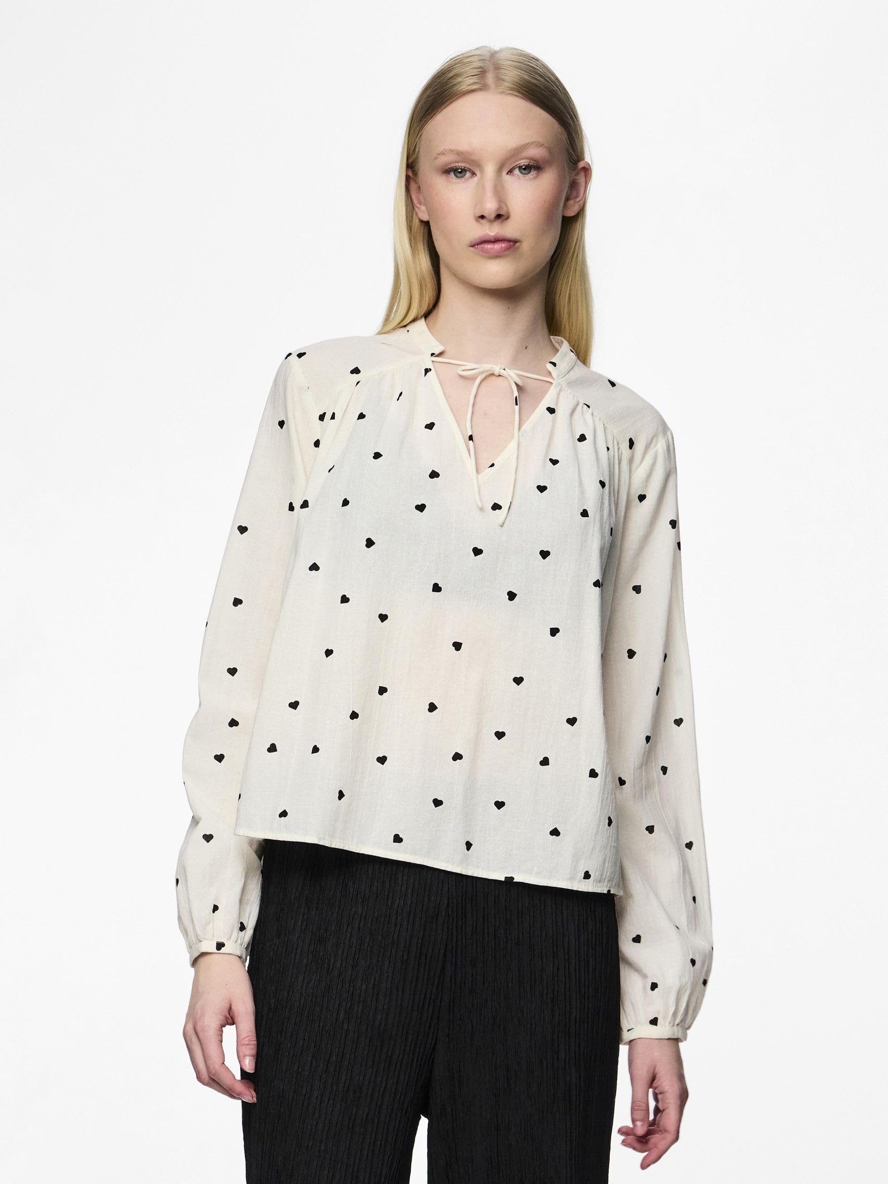 PIECES Pcnine LS V-Neck Top BC maglietta donna M scollo a V
