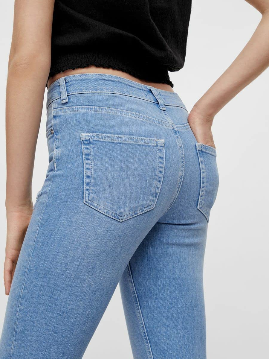 Pieces Pcdelly MW Straight Electric Blue BC jeans M