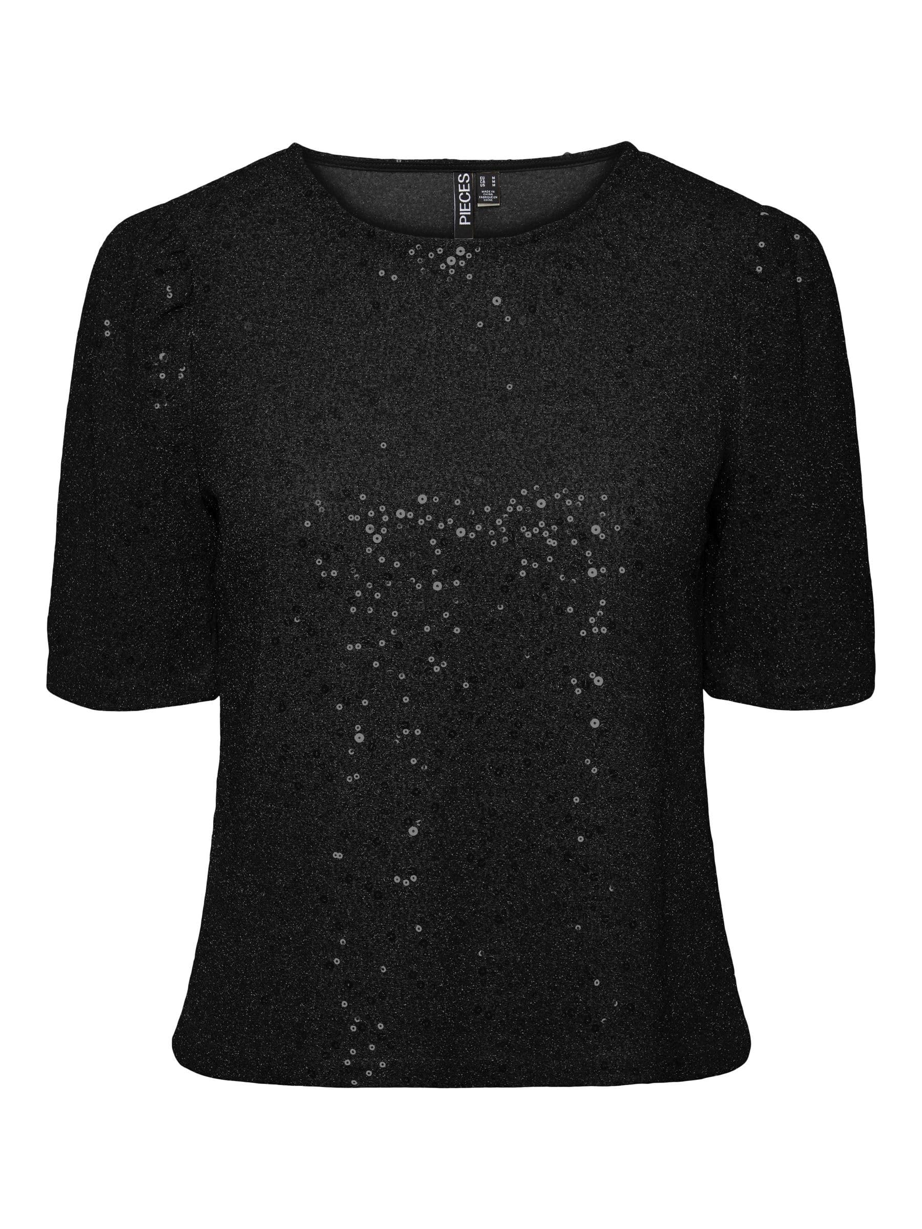 PIECES t-shirt donna argento taglia M girocollo