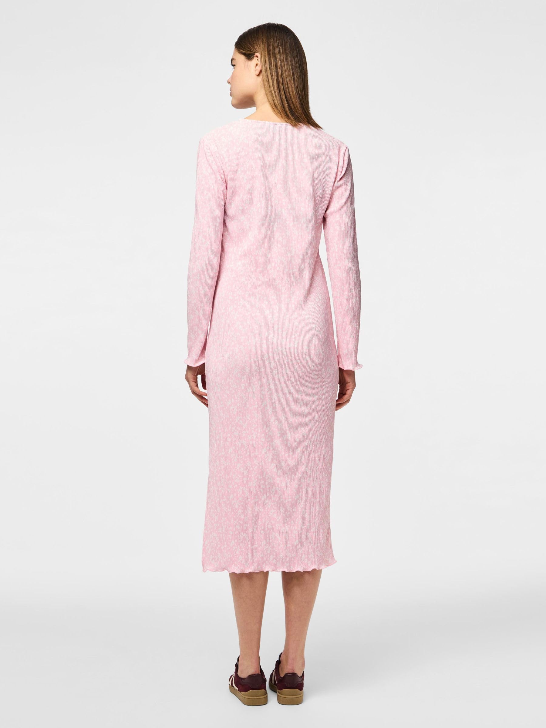 Pieces Pcflora LS Midi vestito donna S manica lunga