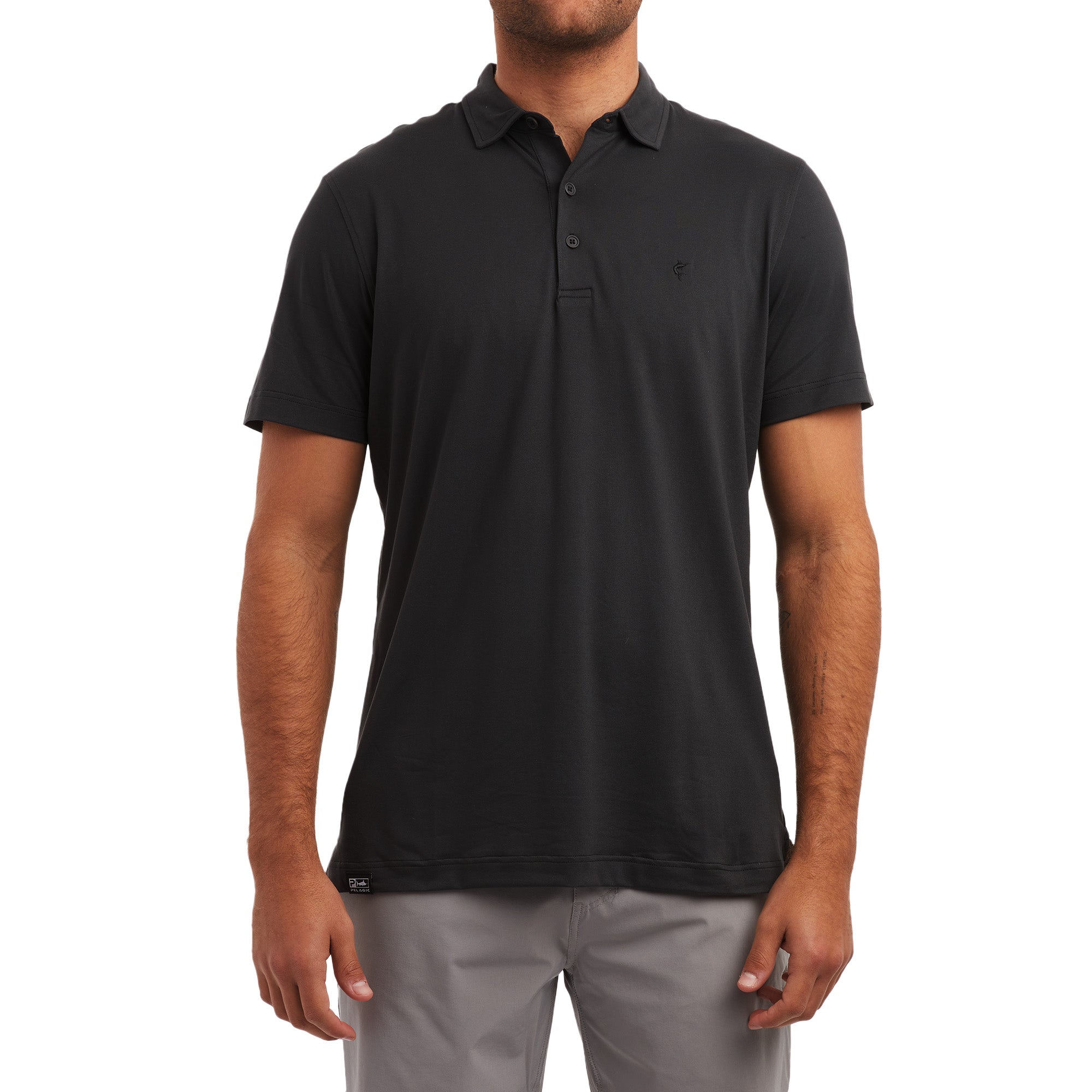 Pelagic Marco Polo Polo Uomo Nero Manica Corta Elasticizzata