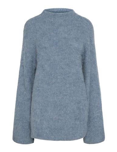 Pieces Pcmala LS maglione collo alto S denim sbiadito