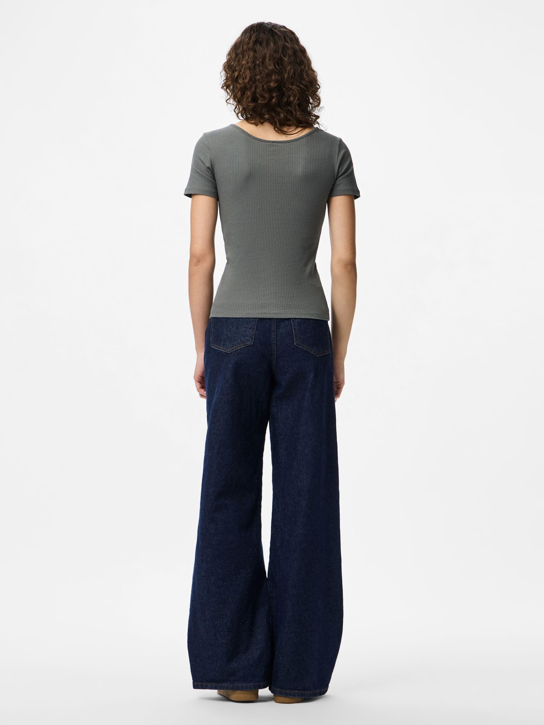 Pieces Pckitte SS Top Jrs Noos BC t-shirt donna castor gray cotone