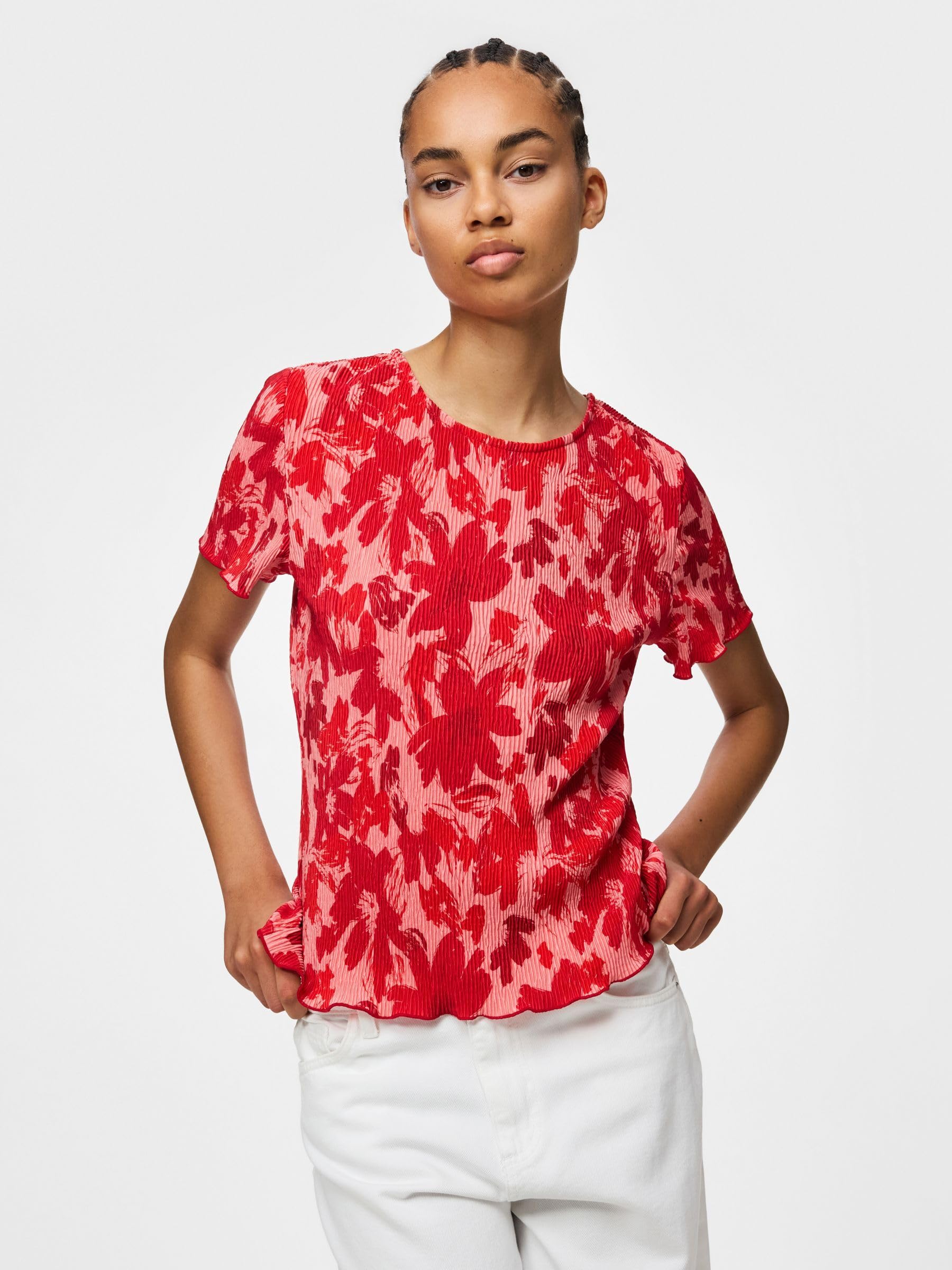 Pieces Pcflora SS O-Neck Top Jrs maglietta XL girocollo