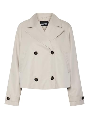 PIECES Pscarlett Short trench corto grigio argento XXL