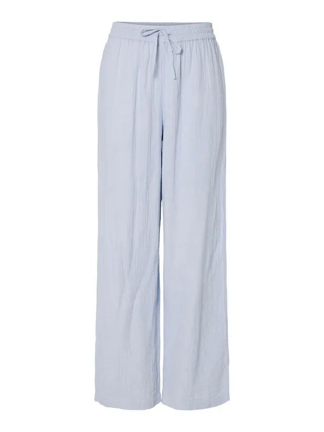 Pieces Pcsastina HW Wide Pants BC Pantaloni Donna Blu Cachemire