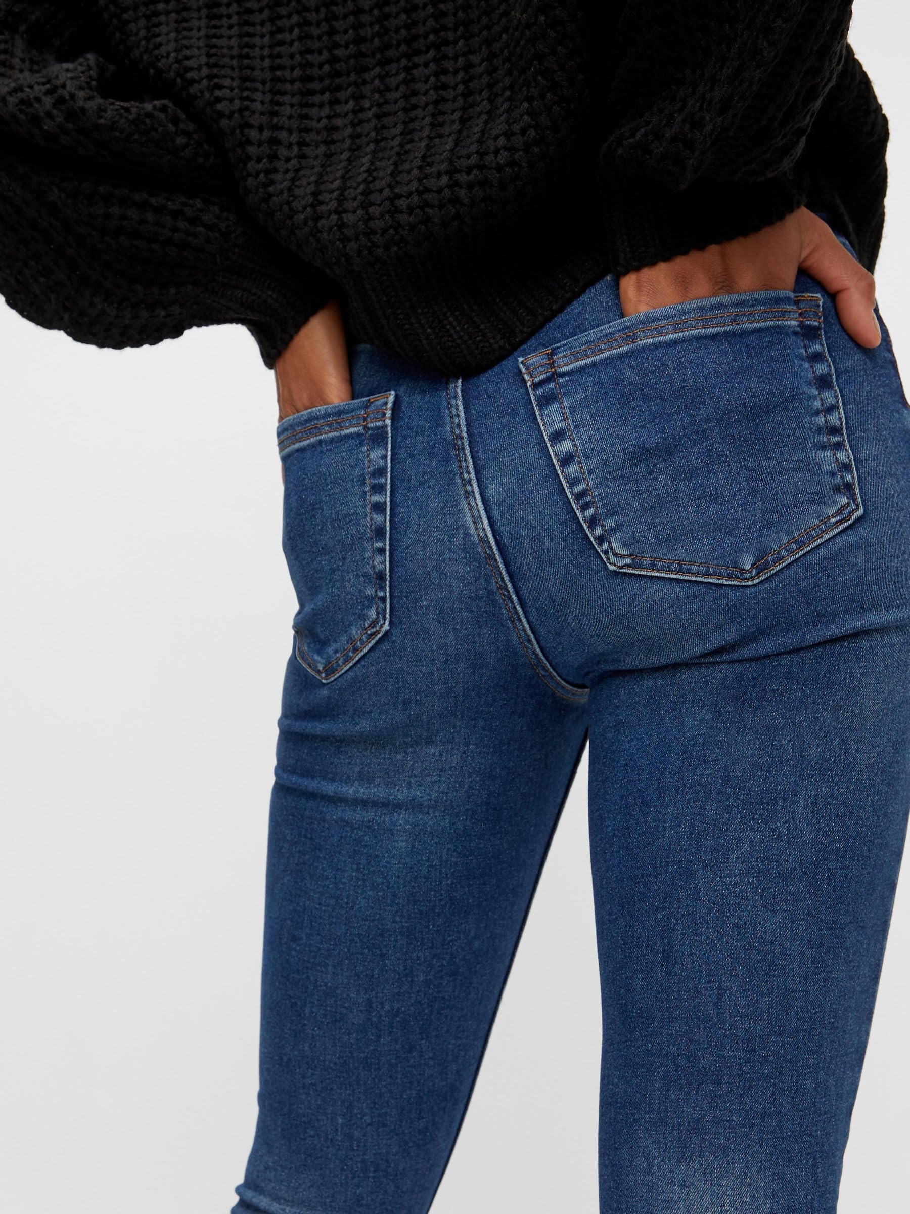Pieces Medium Blue Denim jeans donna 54 vita alta