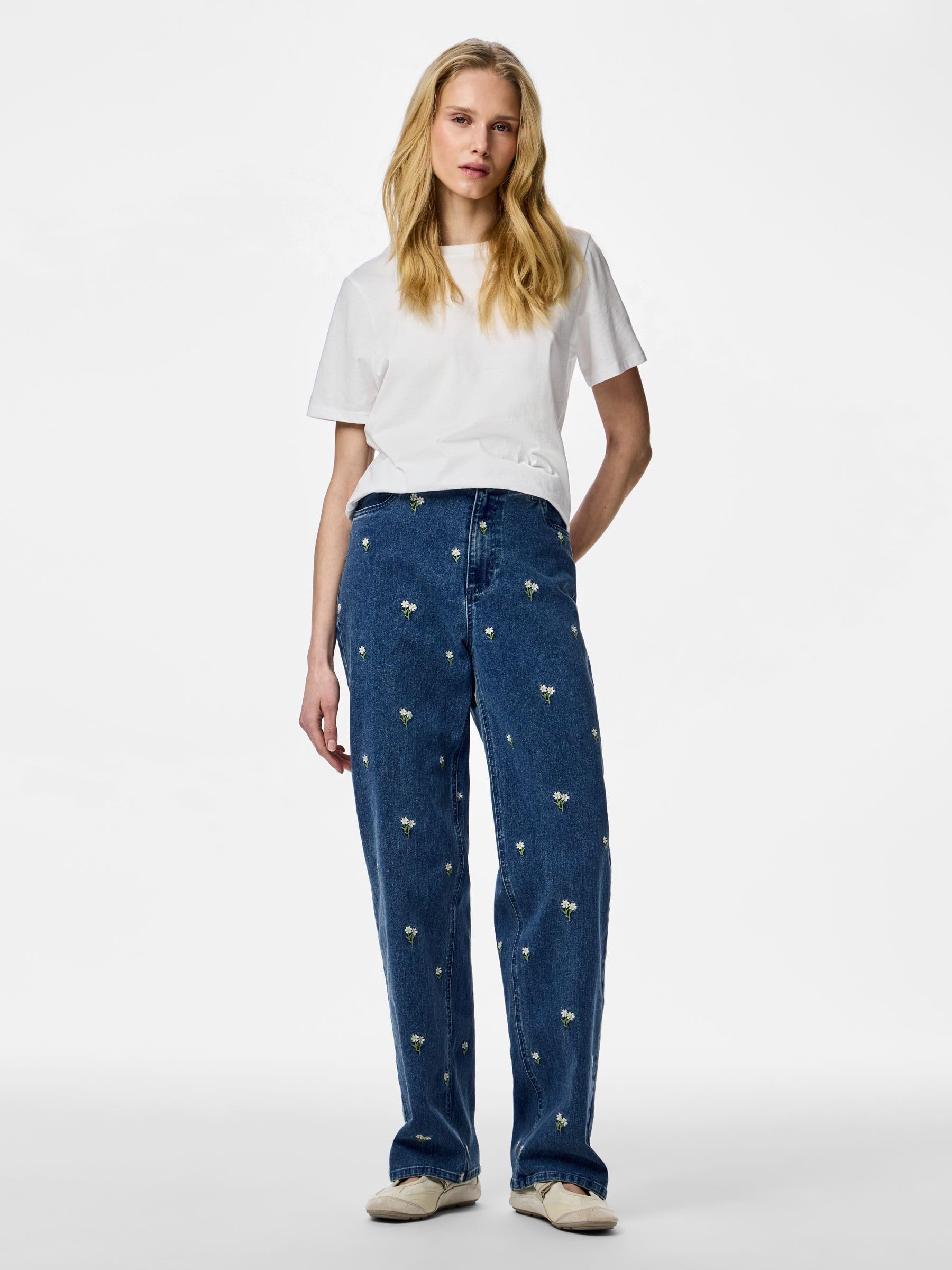 Pieces Pcflora HW Straight jeans donna 26W/30L dritti