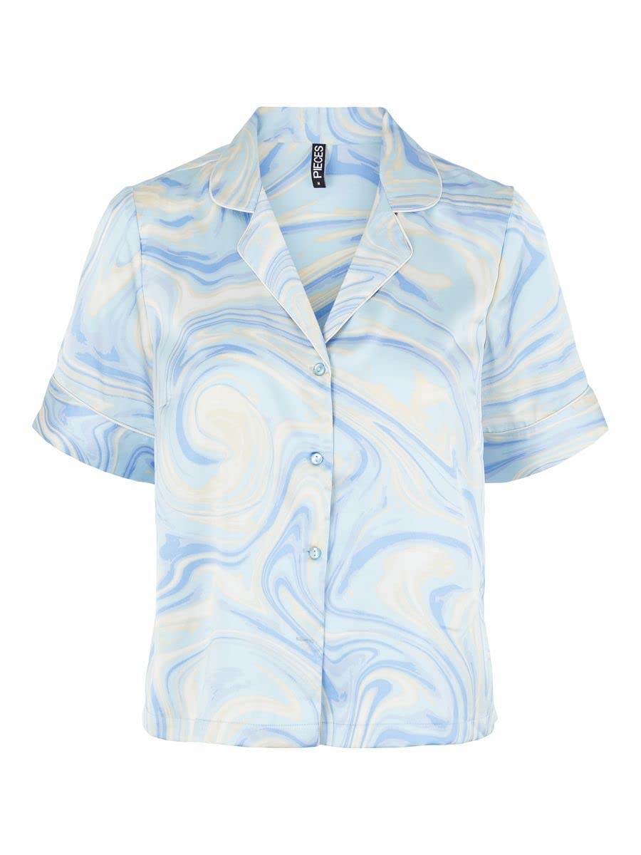 Pieces Pcvilli camicia donna raso maniche corte crop